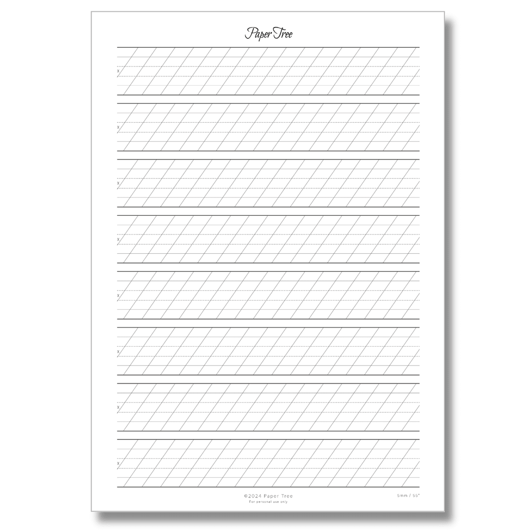 Paper Tree Original/カリグラフィーガイドシート/Calligraphy Guide Sheet